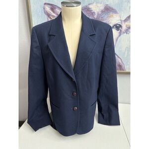 Pendleton Women's VTG Size 14‎ Navy Pure Virgin Wool 3 Button Blazer Coat